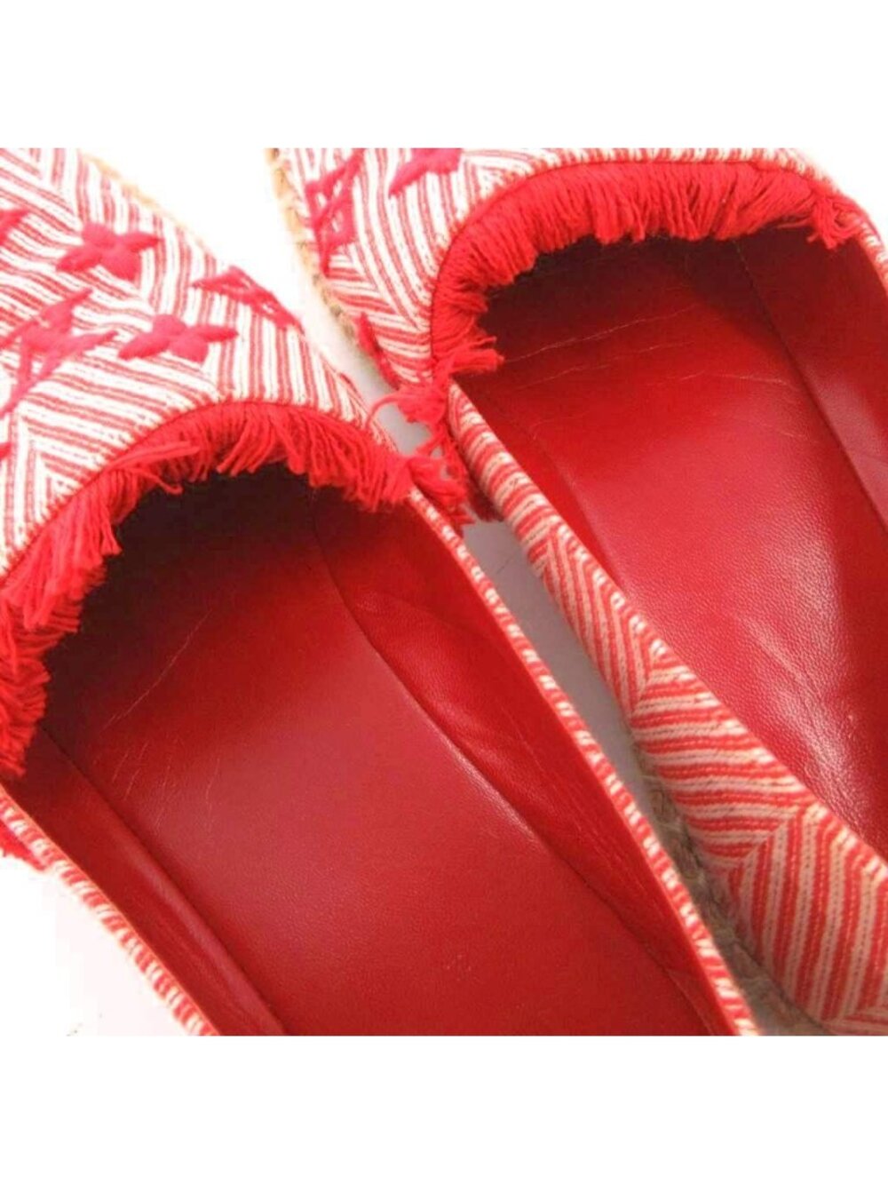Louis Vuitton Slip on Shoes Canvas Espadrilles Monogram Embroidery 39.5 Red - Picture 9 of 9
